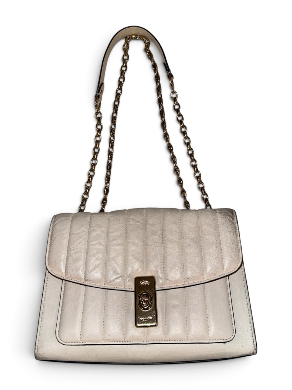 Coach Lane Shoulder Bag with Puffy Linear Quilting in Cream